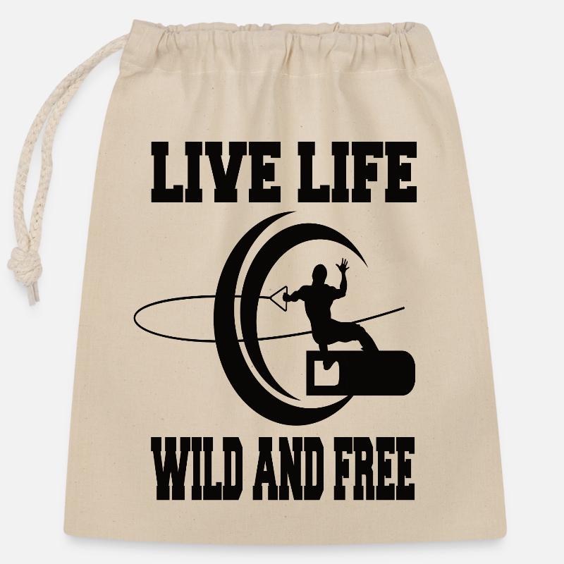 wakeboarding - Sac cadeau en coton avec cordon (25 x 30 cm) - nature