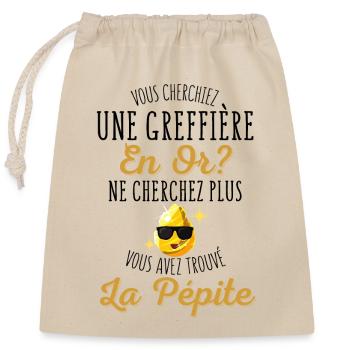 Vous Cherchiez une Greffière en Or? - Humour - Sac cadeau en coton avec cordon (25 x 30 cm) - nature - Devant