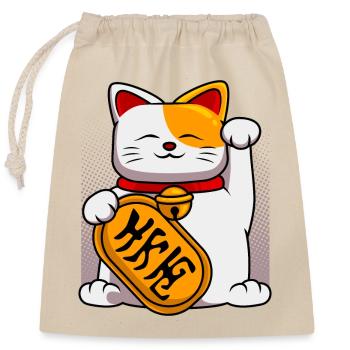 Japan Winkekatze Winken Katzen Katzenbesitzer - Verschließbarer Geschenkbeutel aus Baumwolle (25x30cm) - Natur - Vorne