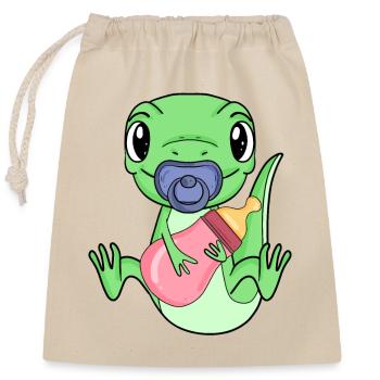 Bébé Lézard - Sac cadeau en coton avec cordon (25 x 30 cm) - nature - Devant