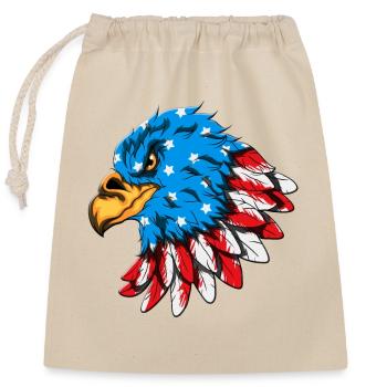 États-Unis Aigle à tête blanche américain Drapeau américain - Sac cadeau en coton avec cordon (25 x 30 cm) - nature - Devant