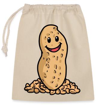Noël Cadeau de Noël Noix d’arachide Heureux - Sac cadeau en coton avec cordon (25 x 30 cm) - nature - Devant