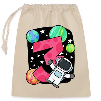 3 birthday boy - 3 years old - I am 3 - Closable cotton gift bag (25x30cm) - nature - Front