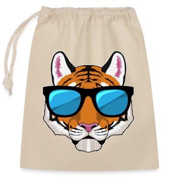 Tiger Sonnenbrille - Verschließbarer Geschenkbeutel aus Baumwolle (25x30cm) - Natur - Vorne