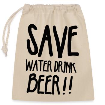 Save water drink beer - Closable cotton gift bag (25x30cm) - nature - Front