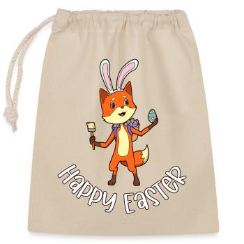 Fox with rabbit ears - Happy Easter - Closable cotton gift bag (25x30cm) - nature - Front