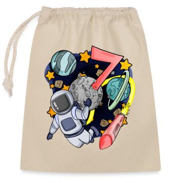 7 birthday boy - 7 years old - I am 7 - Closable cotton gift bag (25x30cm) - nature - Front