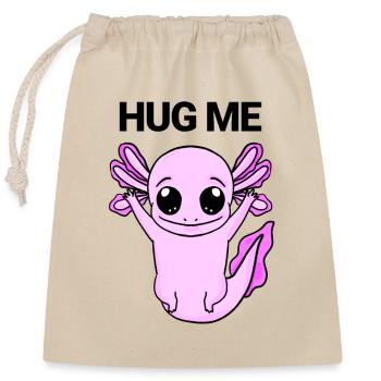 Axolotl Umarmung - Verschließbarer Geschenkbeutel aus Baumwolle (25x30cm) - Natur - Vorne