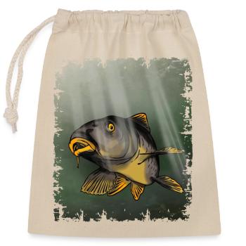 Conception de la pêche sous-marine à la carpe - Sac cadeau en coton avec cordon (25 x 30 cm) - nature - Devant