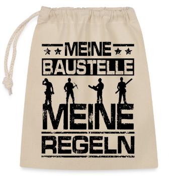Meine Baustelle - Verschließbarer Geschenkbeutel aus Baumwolle (25x30cm) - Natur - Vorne