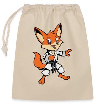 Comic Fuchs macht Karate - Verschließbarer Geschenkbeutel aus Baumwolle (25x30cm) - Natur - Vorne