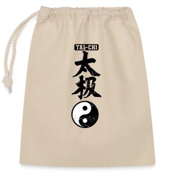 Tai-Chi chinesische Schriftzeichen Yin Yang - Verschließbarer Geschenkbeutel aus Baumwolle (25x30cm) - Natur - Vorne