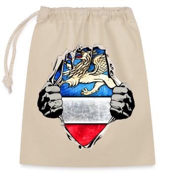 Rostock unterm Shirt - Verschließbarer Geschenkbeutel aus Baumwolle (25x30cm) - Natur - Vorne