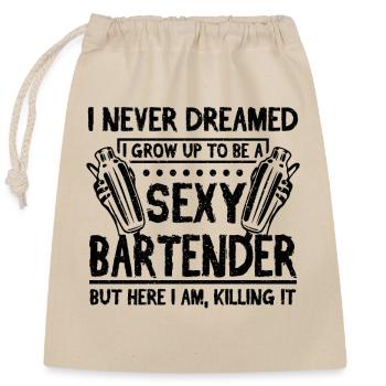 Barman sexy - Sac cadeau en coton avec cordon (25 x 30 cm) - nature - Devant