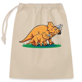 Dinosaurier Triceratops Lustiger Dino - Verschließbarer Geschenkbeutel aus Baumwolle (25x30cm) - Natur - Vorne