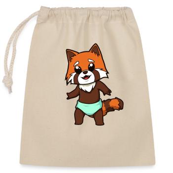 Kawaii Baby Red Panda - Closable cotton gift bag (25x30cm) - nature - Front