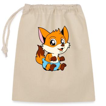 Kawaii Baby Fuchs - Verschließbarer Geschenkbeutel aus Baumwolle (25x30cm) - Natur - Vorne