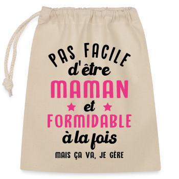 Maman et Formidable Cool Cadeau Mère - Sac cadeau en coton avec cordon (25 x 30 cm) - nature - Devant