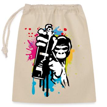 sprayer gorille d’art de rue cool dans le style graffiti - Sac cadeau en coton avec cordon (25 x 30 cm) - nature - Devant