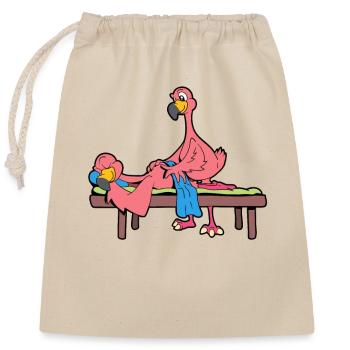 Flamant rose massé - Physiothérapie - Sac cadeau en coton avec cordon (25 x 30 cm) - nature - Devant