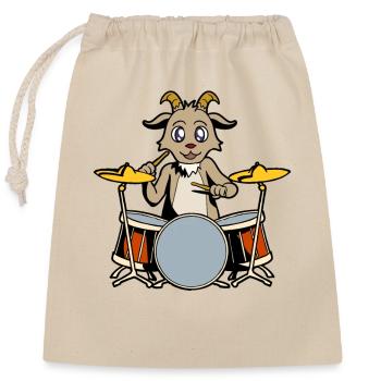 Batteur de chèvre comique - Sac cadeau en coton avec cordon (25 x 30 cm) - nature - Devant