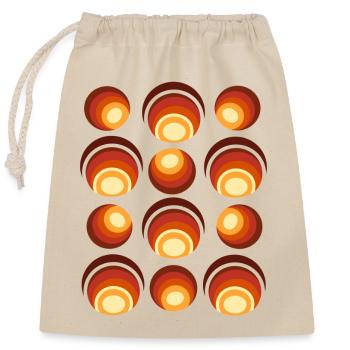 Motif de boule rétro des années 70 Orange Marron - Sac cadeau en coton avec cordon (25 x 30 cm) - nature - Devant