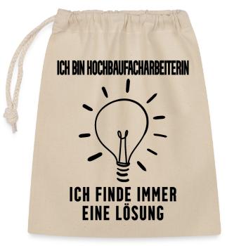 Hochbaufacharbeiterin Beruf Ausbildung - Verschließbarer Geschenkbeutel aus Baumwolle (25x30cm) - Natur - Vorne
