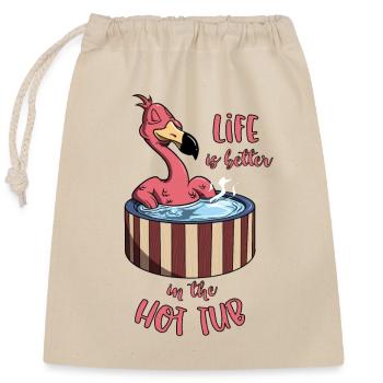 Flamingo im Pool - La vie est meilleure dans le bain à remous - Sac cadeau en coton avec cordon (25 x 30 cm) - nature - Devant