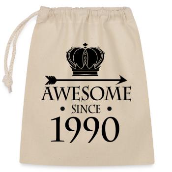 Born in 1990 - Fantastic since 1990 - Closable cotton gift bag (25x30cm) - nature - Front