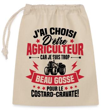 Agriculteur et Beau-gosse - Sac cadeau en coton avec cordon (25 x 30 cm) - nature - Devant