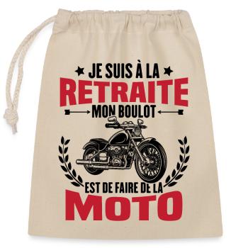 Retraite motard cadeau humour motard retraité moto - Sac cadeau en coton avec cordon (25 x 30 cm) - nature - Devant