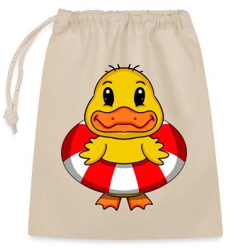 Bouée de sauvetage duck swimming - Sac cadeau en coton avec cordon (25 x 30 cm) - nature - Devant