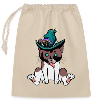 freche Katze Zauberer Magie Fantasy zaubern Kind - Verschließbarer Geschenkbeutel aus Baumwolle (25x30cm) - Natur - Vorne