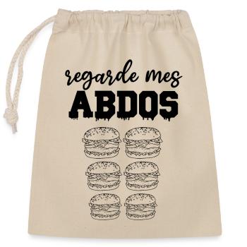 Regarde mes abdos burger cadeau bouffe - Sac cadeau en coton avec cordon (25 x 30 cm) - nature - Devant