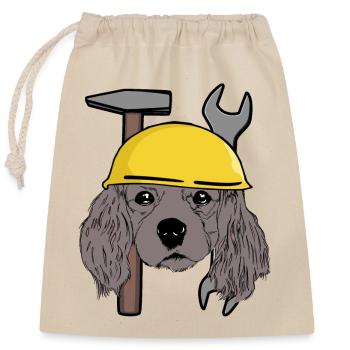 Tête de chien Casque de sécurité de chien Chantier de construction Enfant commercial - Sac cadeau en coton avec cordon (25 x 30 cm) - nature - Devant