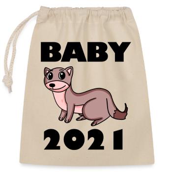 Baby 2021 - Verschließbarer Geschenkbeutel aus Baumwolle (25x30cm) - Natur - Vorne