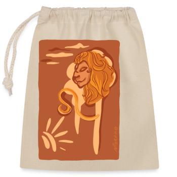 Zodiaque Lion - Sac cadeau en coton avec cordon (25 x 30 cm) - nature - Devant