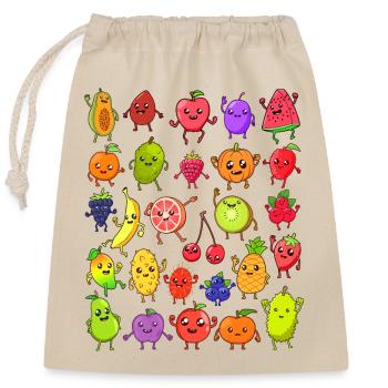 Comic Kawaii Fruits - Closable cotton gift bag (25x30cm) - nature - Front