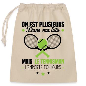 Le tennisman l'emporte toujours Humour cadeau - Sac cadeau en coton avec cordon (25 x 30 cm) - nature - Devant