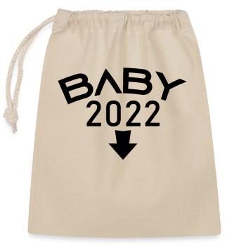Baby 2022 - Birth Pregnant 2022 - Closable cotton gift bag (25x30cm) - nature - Front