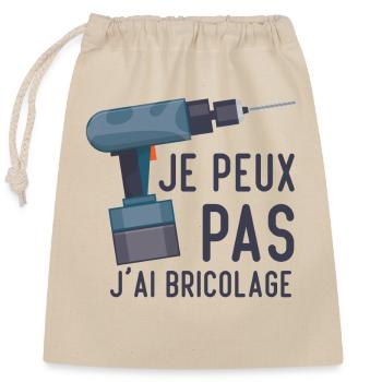 Je peux pas j'ai bricolage Humour cadeau - Sac cadeau en coton avec cordon (25 x 30 cm) - nature - Devant