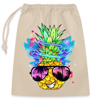 Ananas Kunst - Verschließbarer Geschenkbeutel aus Baumwolle (25x30cm) - Natur - Vorne
