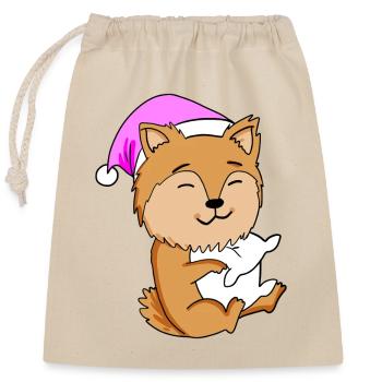 Chien de race Zwergspitz - Sac cadeau en coton avec cordon (25 x 30 cm) - nature - Devant