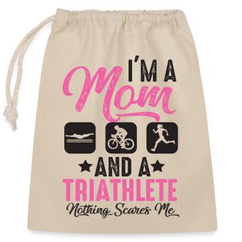 Ich Bin Eine Mutter Und Ein Triathlet - Verschließbarer Geschenkbeutel aus Baumwolle (25x30cm) - Natur - Vorne
