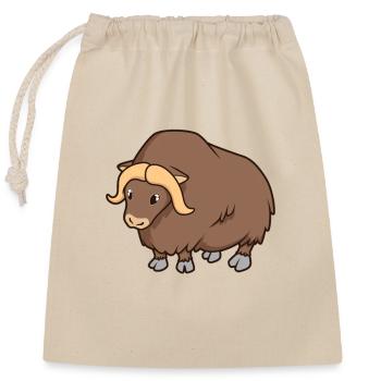 Kawaii Musk Ox - Closable cotton gift bag (25x30cm) - nature - Front