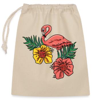 Pink Flamingo - Closable cotton gift bag (25x30cm) - nature - Front
