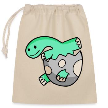 Motif Dino d’oeuf de dinosaure - Sac cadeau en coton avec cordon (25 x 30 cm) - nature - Devant