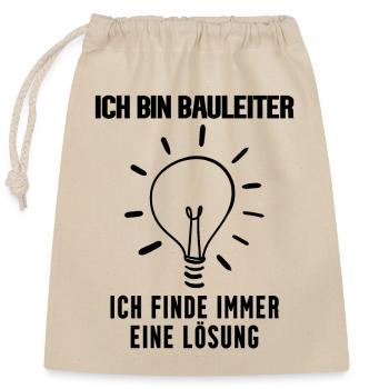Bauleiter - Verschließbarer Geschenkbeutel aus Baumwolle (25x30cm) - Natur - Vorne