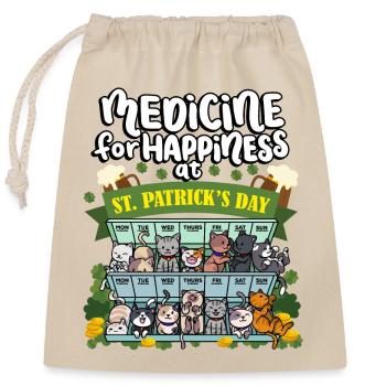 Médecine au bonheur le jour de la Saint-Patrick - - Sac cadeau en coton avec cordon (25 x 30 cm) - nature - Devant