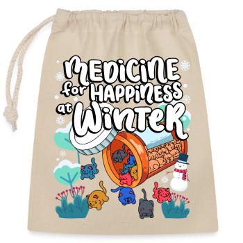 Medicine to Happiness at Winter Cat Gummies - Closable cotton gift bag (25x30cm) - nature - Front